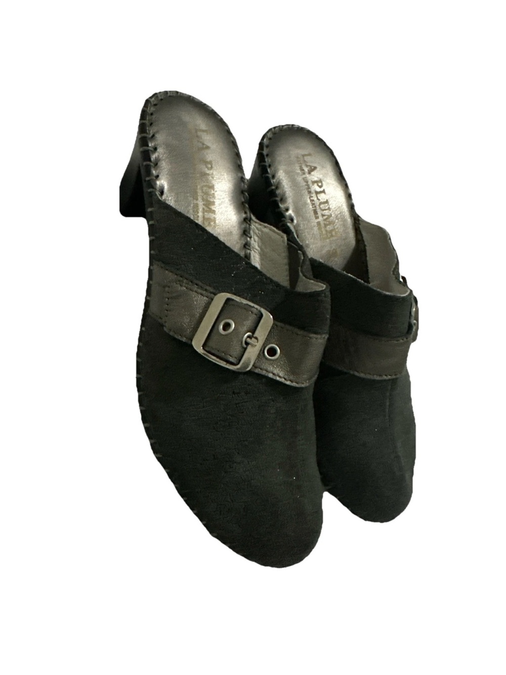 La Plume Ladies size 38 or 7.5 USA Bronze leather Slip-On Clogs Never Worn